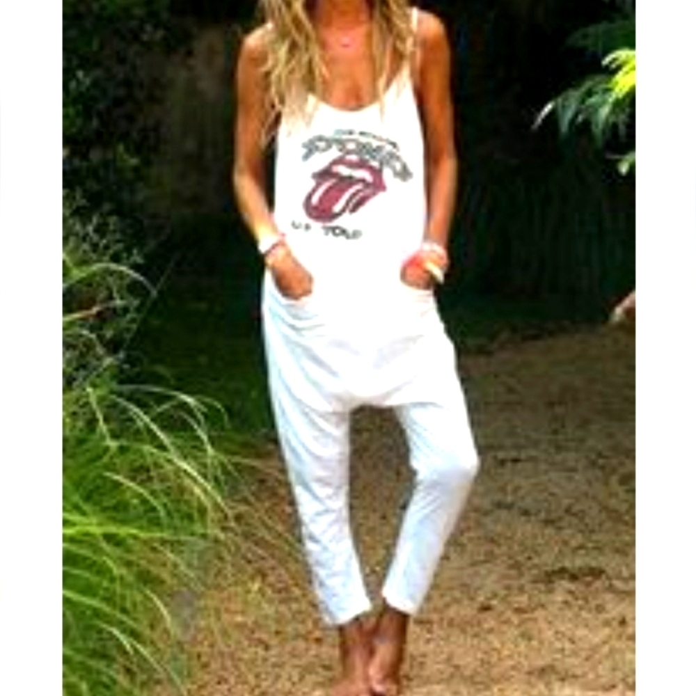 MISSLOOK Rolling Stones US Tour White Jumpsuit Size XL
